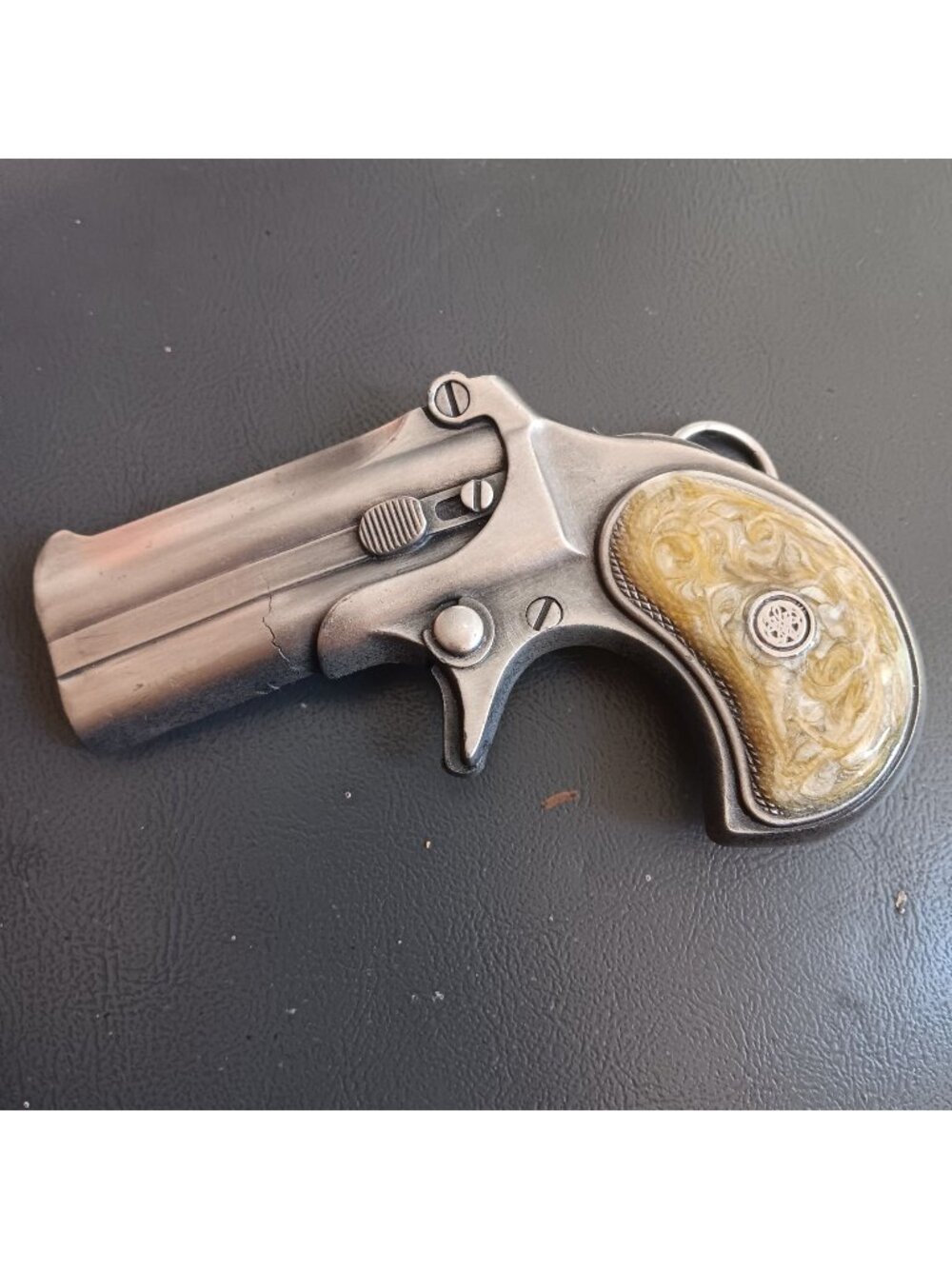 Vintage 1978 Derringer Gun-Shaped Belt Buckle Bergamot Brass Works